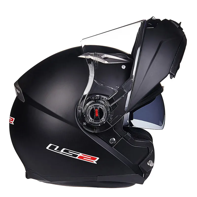 LS2 FF370 бездорожье Флип Полный уход за кожей лица Мотокросс Мотоцикл мото Шлем Capacete каско с двойной щит козырек ECE - Цвет: Matte Black