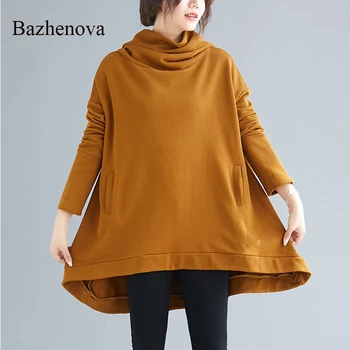 

Bazhenova Women Hooded Sweatshirt For Girls Winter Solid Color Loose All-match Tops Woman Simple Elegant Sweatshirts Warm R202