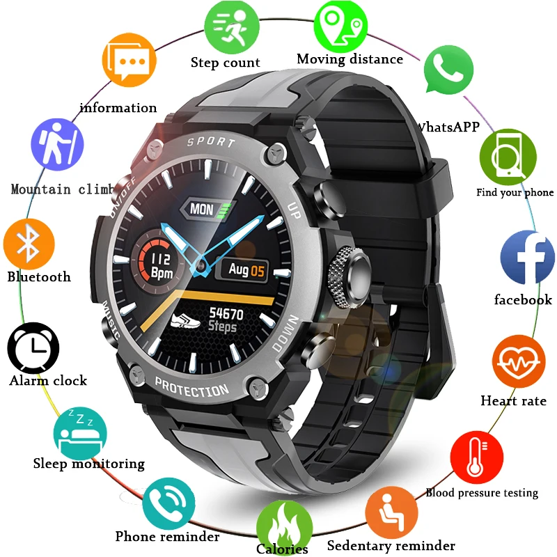 LIGE 2021 New Smart Watch Men Bluetooth Music Player IP68 Waterproof Heart Rate Blood Pressure Monitor Outdoor Sports Smartwatch