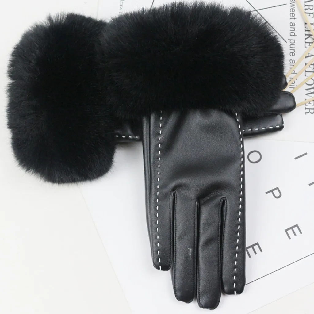 Women Winter Warmer Velvet Gloves Warm Using Phone for Cycling Running Gloves winter leather Women's touch screen gloves#40