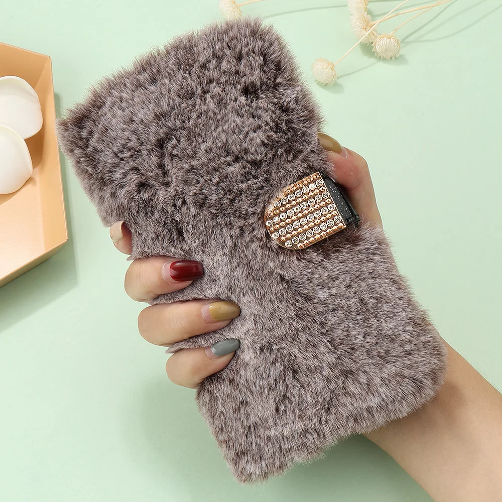 Pepmune Luxury Flip Fluffy Fur Case For Samsung S10 Plus Note 10 5G Note9 Glitter Wallet Leather Cover For Galaxy S8 S9 S7 edge