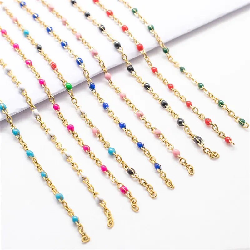 

Doreen Box 304 Stainless Steel Link Cable Chain Golden Silver Color Enamel Chains 2.5x2mm for DIY Necklace Bracelet 1 M Long