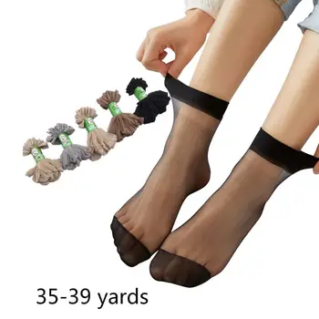 

10 Pairs Ultra-Thin Crystal Fiber Silky Short Ankle Socks Transparent Hosiery