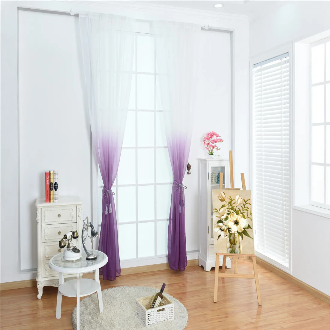Тюль Омбре гостиная сплошная занавеска спальня драп прозрачная ткань вуаль двери окна скрининг подзоры домашний декор D30