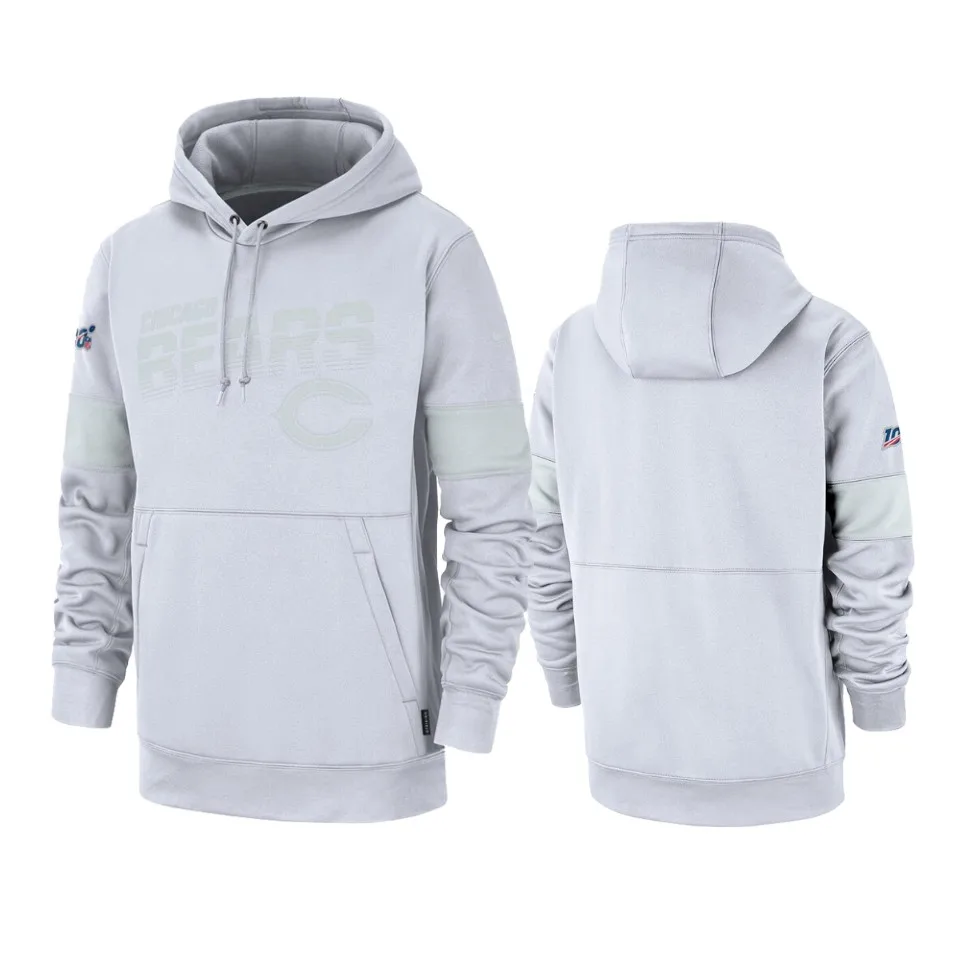 Chicago мужские толстовки Bears White 100th Sideline Platinum Therma худи