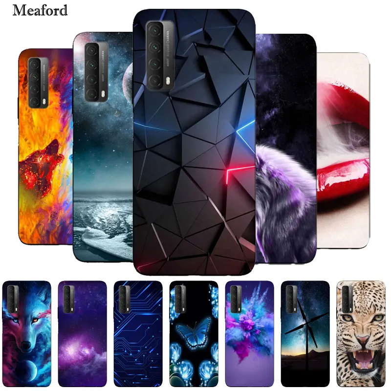 For Huawei P Smart 2021 Case Black Bumper Silicone TPU Soft Phone Cover Cartoon Funda PSmart | Мобильные телефоны и
