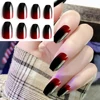 24 pièces/ensemble européen Long cercueil faux ongles pré-design noir rouge dégradé ballerine artificiel ongles Art conseils faux ongles avec de la colle ► Photo 2/6