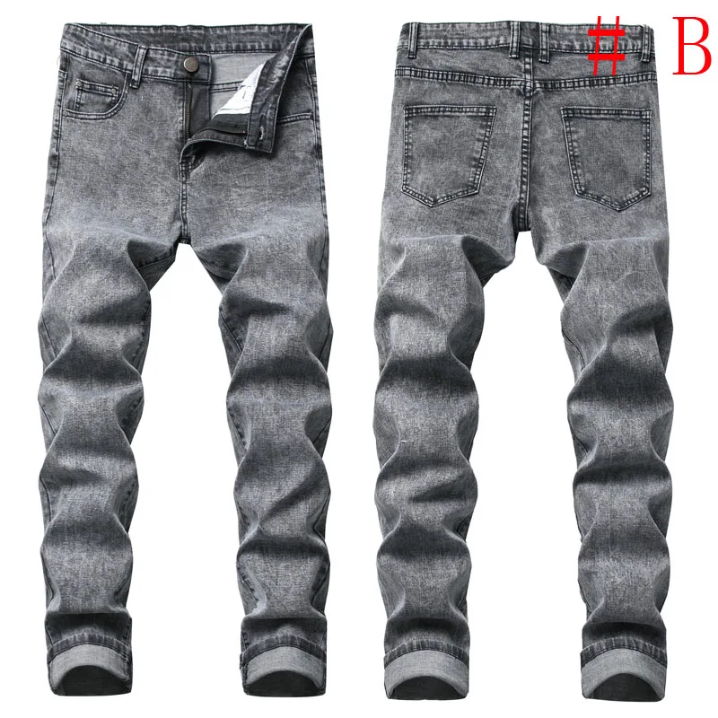 B New fashion Men Skinny Jeans Stretchy Jeans Denim Pant Slim Fit Pant Long pant Casual pant Frayed Jeans Trouser men Pant - Цвет: B