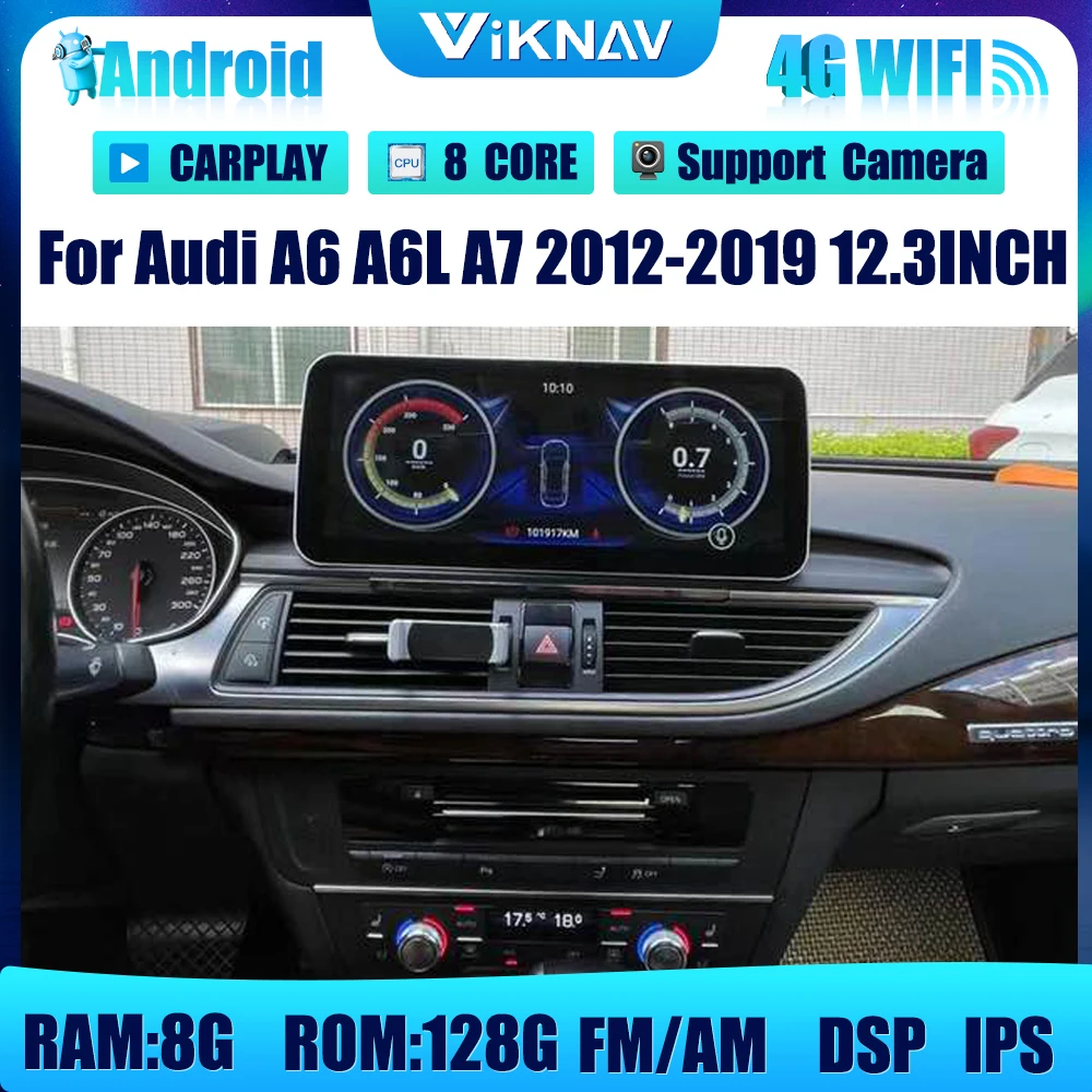 

2din 12.3inch Android car radio multimedia DVD player For Audi A6 A6L A7 2012-2019 auto audio stereo receiver GPS navigation