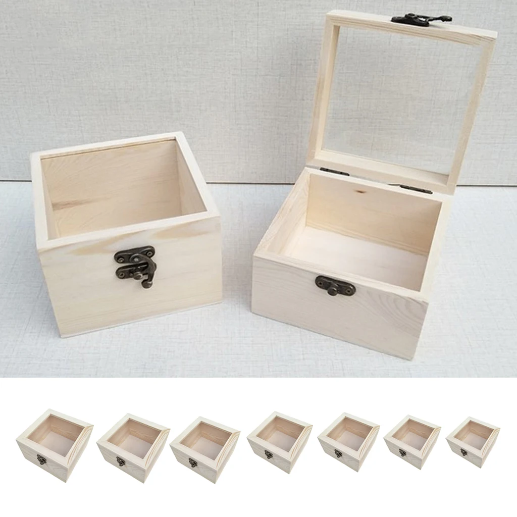 Wooden Lockable Box Glass Top Display Case Flower /Crafts /Gifts Packing Box