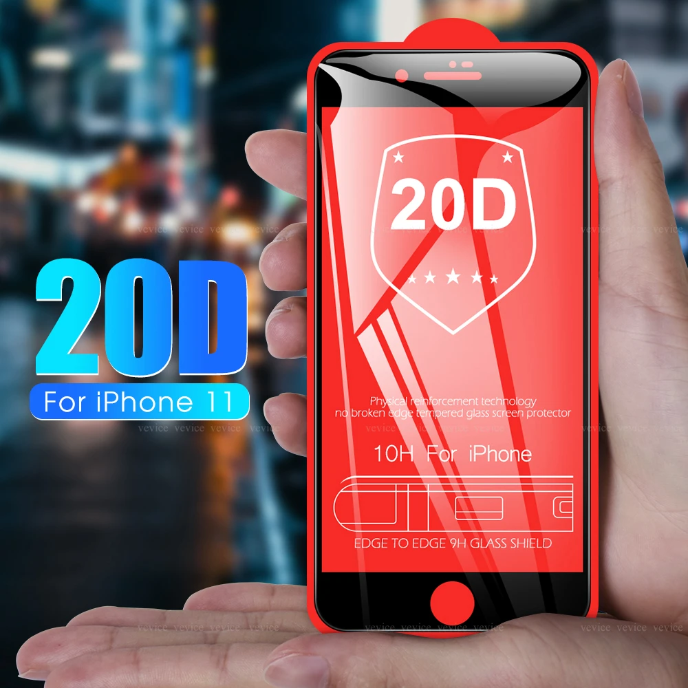 20D полное покрытие из закаленного стекла для iPhone 8 7 6 6s Plus Защитная пленка экрана