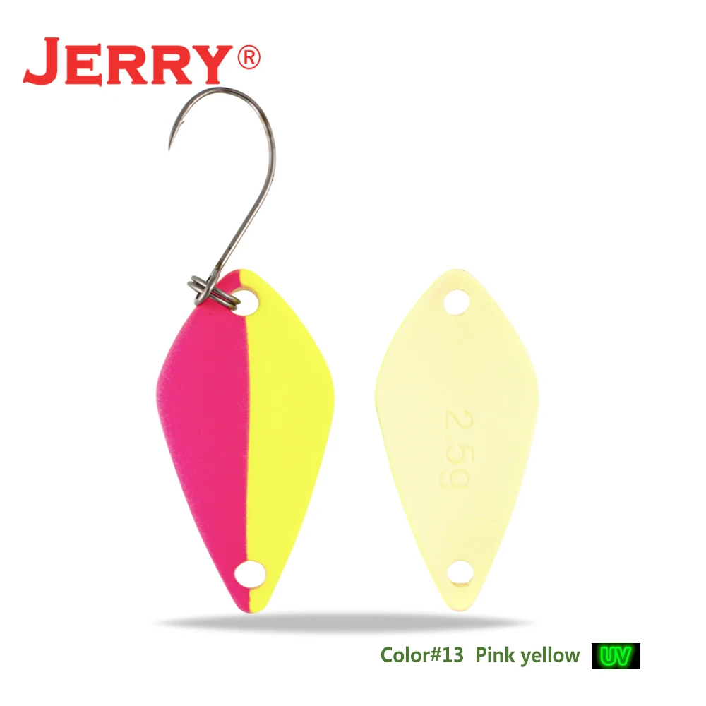 Jerry 2,5 г 3,5 г 5,5 г маленькие микро рыболовные ложки форель Колеблющаяся блесна для рыбалки Спиннер приманка двухсторонний цвет - Цвет: pink yellow