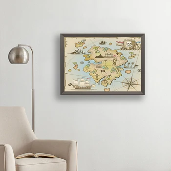 

5D Diy Diamond Painting Kits Nautical Painting Arts Craft Pirate Island Map Painting By Numbers For Adults Canvas Full Drill