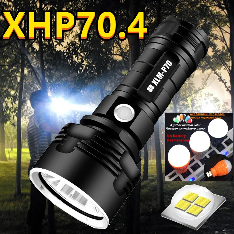 2022 XHP70.4 Super Bright Waterproof LED Flashlight XHP50 Powerful Outdoor Lighting Tactical Flashlights USB Charging Lantern