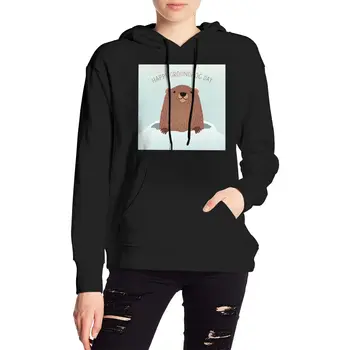 

Happy Groundhog Day With Cute Groundhog Women Hoodies Sweatshirt 2020 Hooded Sweatshirt Casual Loose Jumper Pullover Jacket
