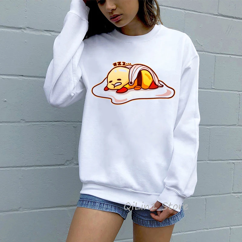 Харадзюку kawaii Gudetama толстовка женская Милая ленивая яичная желтка Толстовка Женская Толстовка забавная графическая tumblr Толстовка Оверсайз - Цвет: 81718O