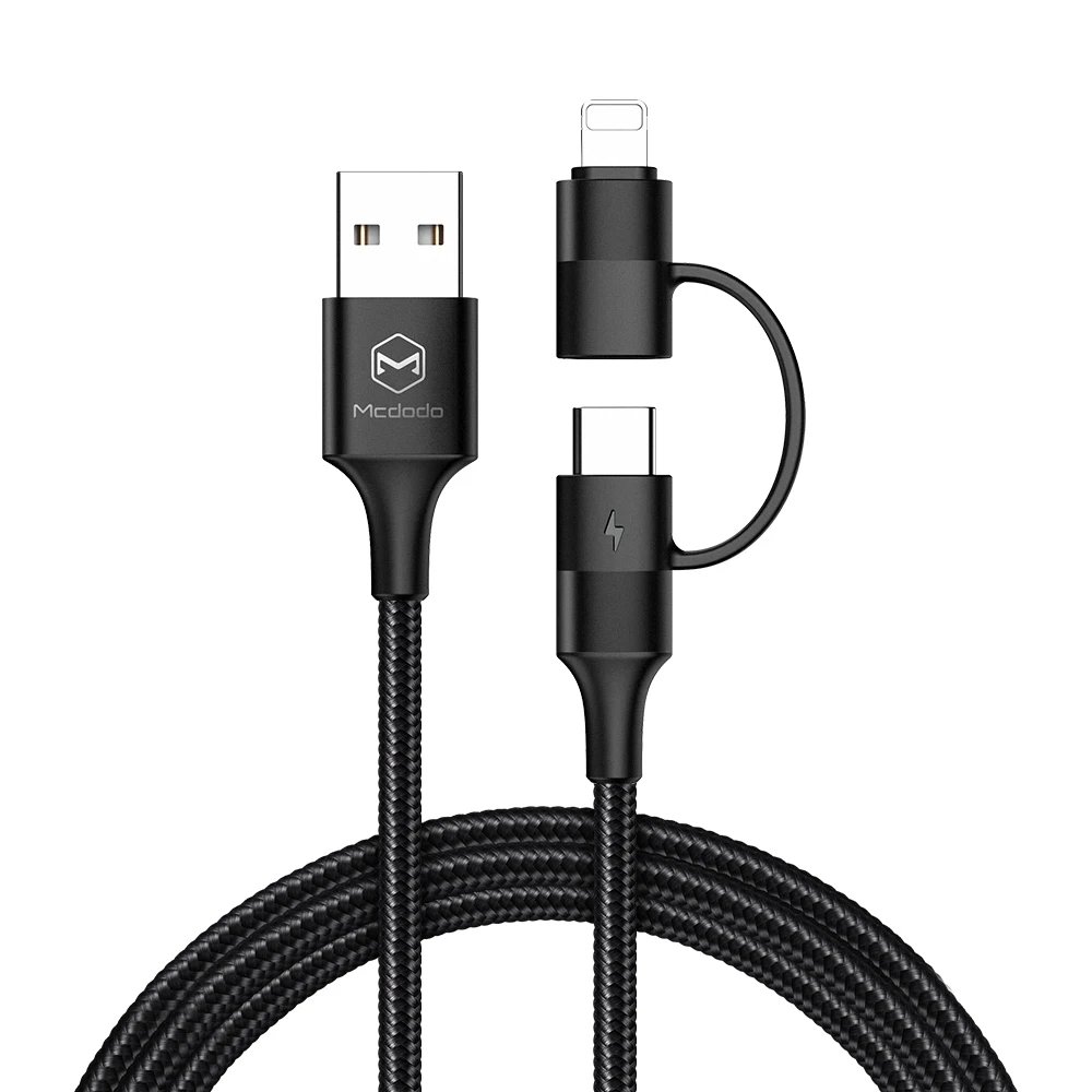2 in 1 USB Cable Mcdodo usb type-C кабель для samsung Redmi Note 7 USB кабель 2 в 1 быстрая зарядка для iPhone X XR XS Max телефон зарядное устройство Дата-кабель - Цвет: 2 in 1 USB Cable