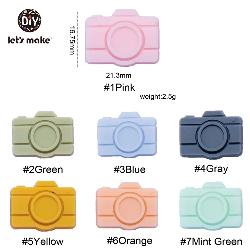 

Let's Make Camera 50pc Baby Teether Silicone Teether Food Grade Silicone Cartoon Wholesale Chewable DIY Handmade Accessories
