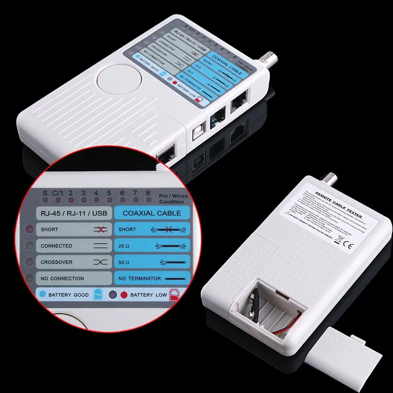 Топ 4-в-1 сетевой тестер RJ11/RJ45/USB/BNC тестер коаксиальных кабелей