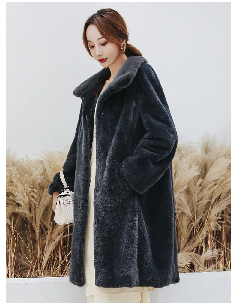 winter new whole mink fur coat female long section slim slimming mink fur coat jacket