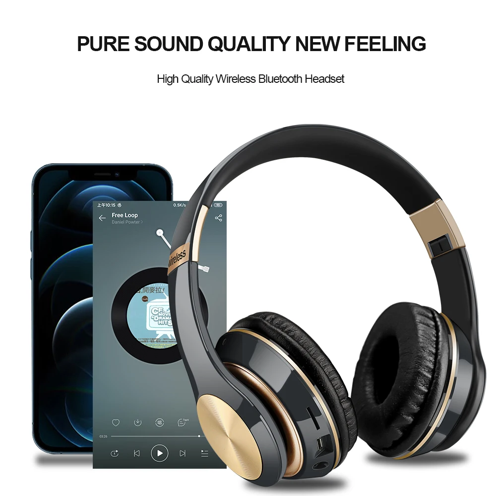 New Bluetooth headphones Enhanced version Support TF stereo bass for computer sport headset best headphone wireless with mic