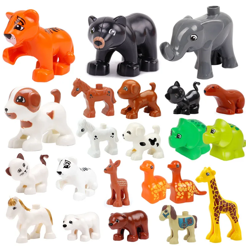 Animal Baby Cat Dog Horse Tiger Dinosaur Big Building Blocks Cultivate Children's Love Compatible With Original Brands Toy Block