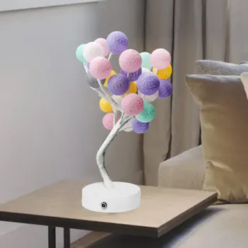 

24LED 32LEDs Battery or USB Power Cotton Ball Tree Night Light Table Lamp Desk Light for Festival Party Wedding Home Decor