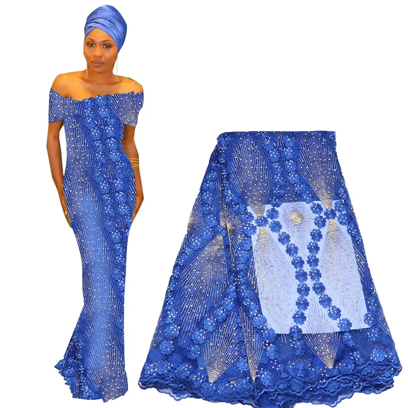 

Best Selling Lace Fabric 2019 Embroidered Nigerian African Wedding Lace Fabric High Quality Heavy Beaded French Tulle Lace