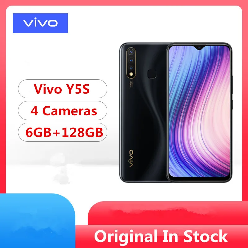 DHL Быстрая Vivo Y5S сотовый телефон Helio P65 Android 9,0 6,5" ips 2340x1080 6 Гб ram 128 ГБ rom 16,0 Мп 4 камеры отпечаток пальца