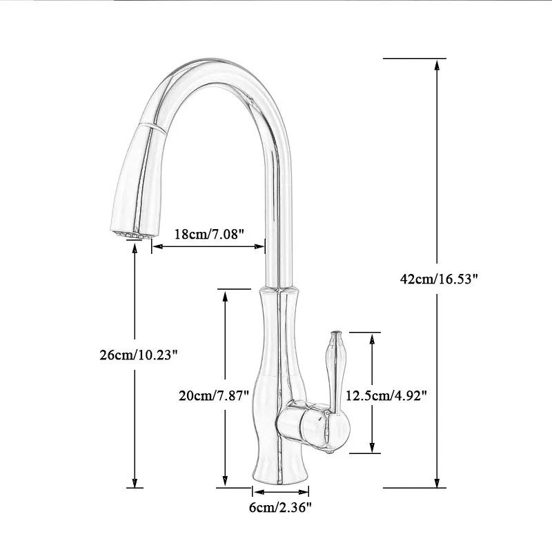 Golden Kitchen Faucets Pull Out Mixer Sink Tap 360 Rotation Single Handle Water 2-way Sprayer Mixer Tap