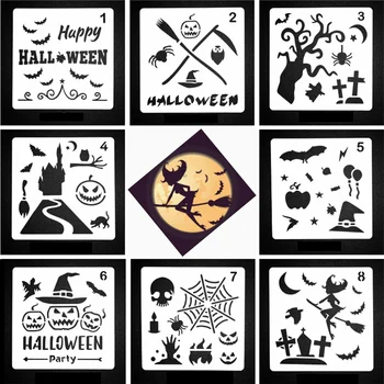

1PC Halloween Painting Template Diy Album Painting Template Scrapbooking Decorative Bullet Journal Stencils Reusable 13cm