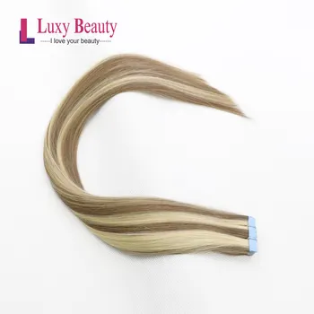 

LuxyBeauty#P18-613 1.5g/pc Tape In Hair Extensions Human Hair Remy Straight Double Sided Skin Weft Hair On Adhesives 12" - 22"