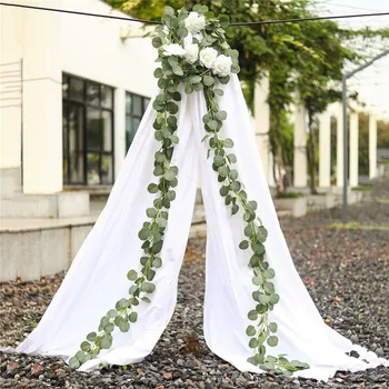 

2M Eucalyptus Artificial Flowers Vine Garland Wedding Arch Decoration Fake Plants Foliage Rattan Trailing Faux Flowers Ivy Wall