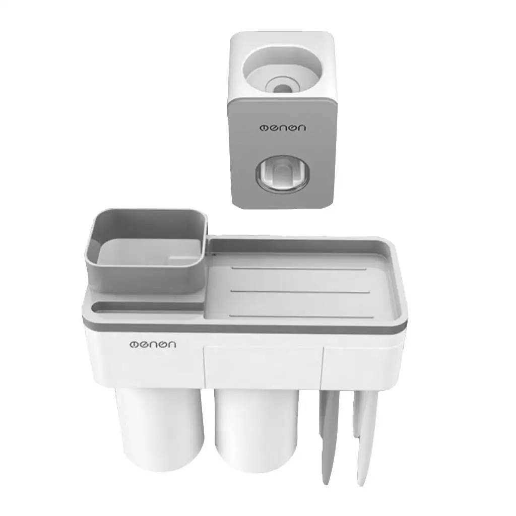 Toothbrush Holder Automatic Toothpaste Dispenser with Cup Wall Mounted Bathroom
