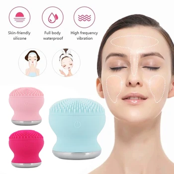 

2 in 1 Electric Facial Cleansing Brush Pores Silicone Facial Massager Skin Care Cute Small Octopu Vibration Face Brush Cleaner