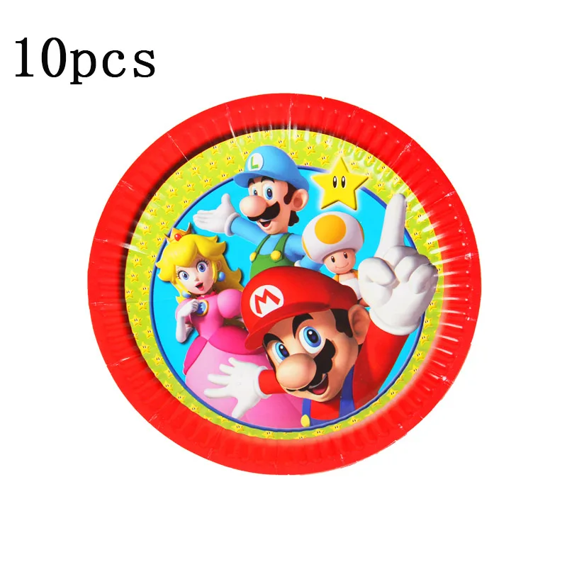 paper plate 10pcs 1 компл. Мультфильм Марио тематические праздничные бумажные баннер флаг baby shower День рождения детей, мальчика вечерние украшения поставки бумаги Вымпел - Цвет: paper plate 10pcs