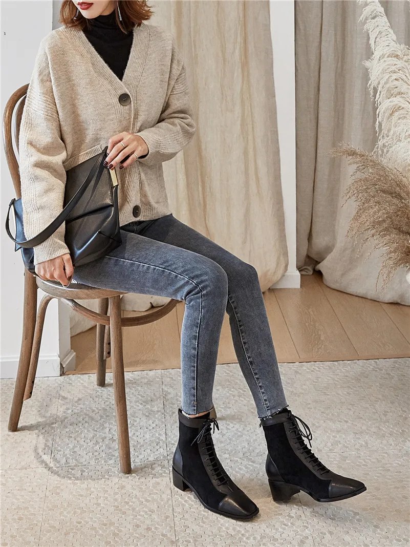 FEDONAS Winter Warm Short Boots Quality Patchwork Genuine Leather Women Ankle Boots Zipper Chelsea Boots Party Shoes Woman