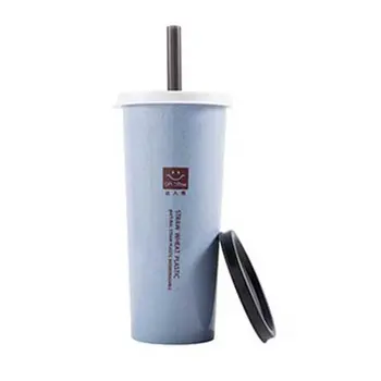 

Creative Wheat Straw Plastic Water Cup with Straw Milk Tea Coffee Cup for Office Home Water Cup Drinking Cup