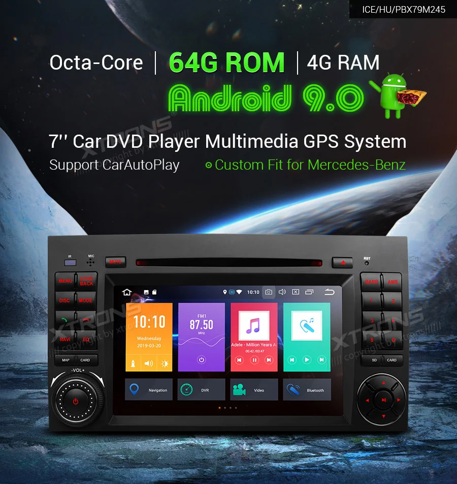 XTRONS 4 Гб ОЗУ Android 9,0 автомобильный dvd-плеер gps для Mercedes Benz W245 W169 Viano Vito W639 Sprinter W906 2006-2008 2009 2010 2011