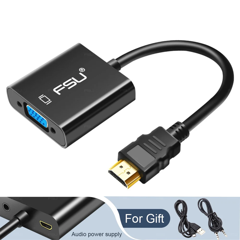 

HDMI to VGA Adapter VGA HDMI Converter 1080P Male To Famale with power Audio Cable For Xbox PS4 PC HDTV DVD Laptop Projector