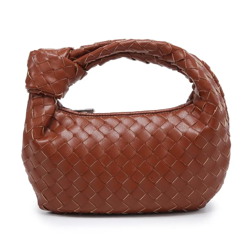 2022 Fashion Handmade Woven Bag Luxury Woven Leather Printed Shoulder Bag Lady Crossbody Hobo PU Knotted Handle Casual Handbag 