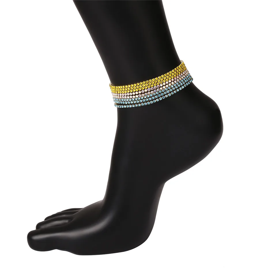 Luxury Bling Colorful Crystal Anklet Bracelet  