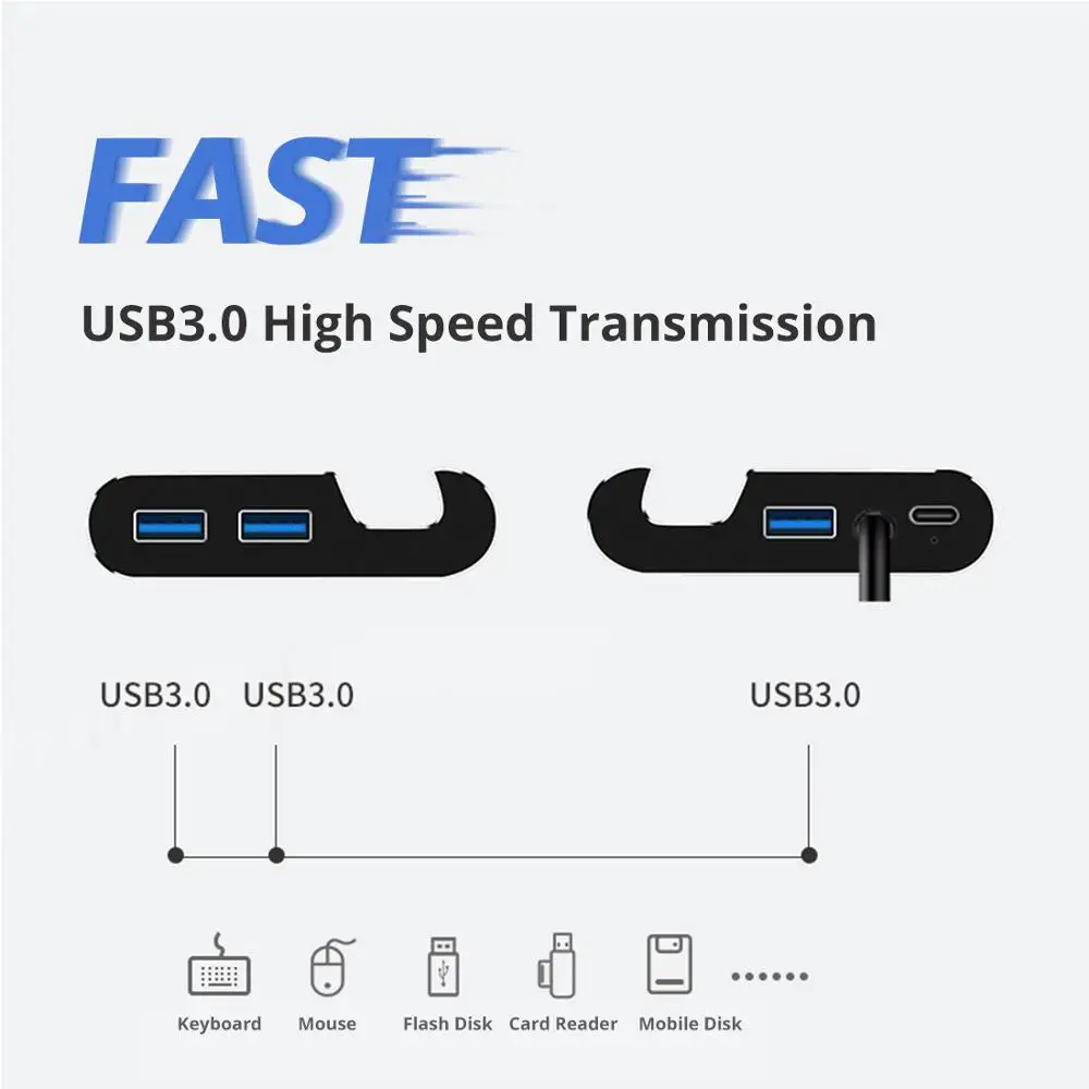 Snowkids Type C Docking Station for Laptop Smart Phone 7 in 1 VGA PD LAN HDMI USB3.0 Port Expansion