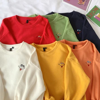 

velvet thickened coat long sleeves Korean students hundred autumn and winter wear long sleeves hoodies women sweatshirt shein