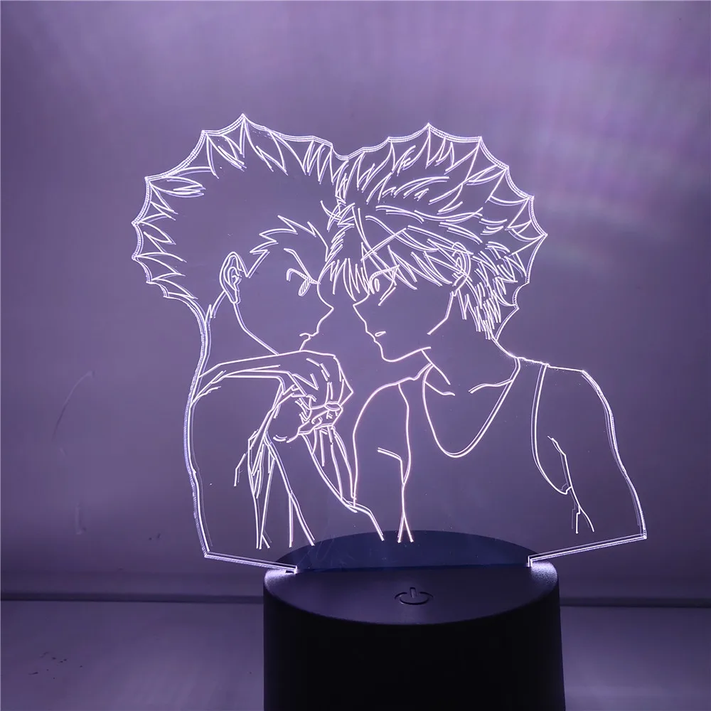 3D лампа Hunter X Freecs и Killua СВЕТОДИОДНЫЙ Ночник светильник Аниме фигурки Lampara HXH