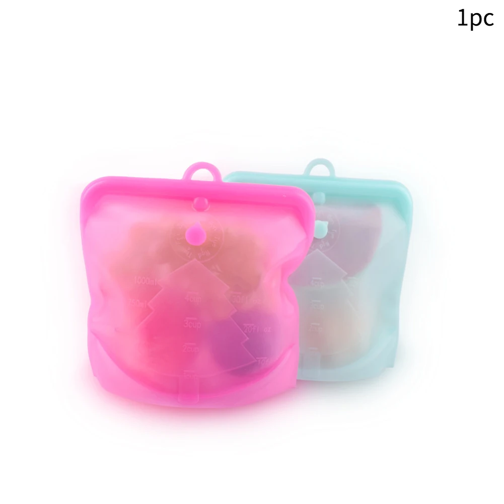 Food Storage Safe Reusable Portable With Date Pointer Silicone Folding Keep Fresh Sealed Leakproof Organizer Snack Bag Kitchen