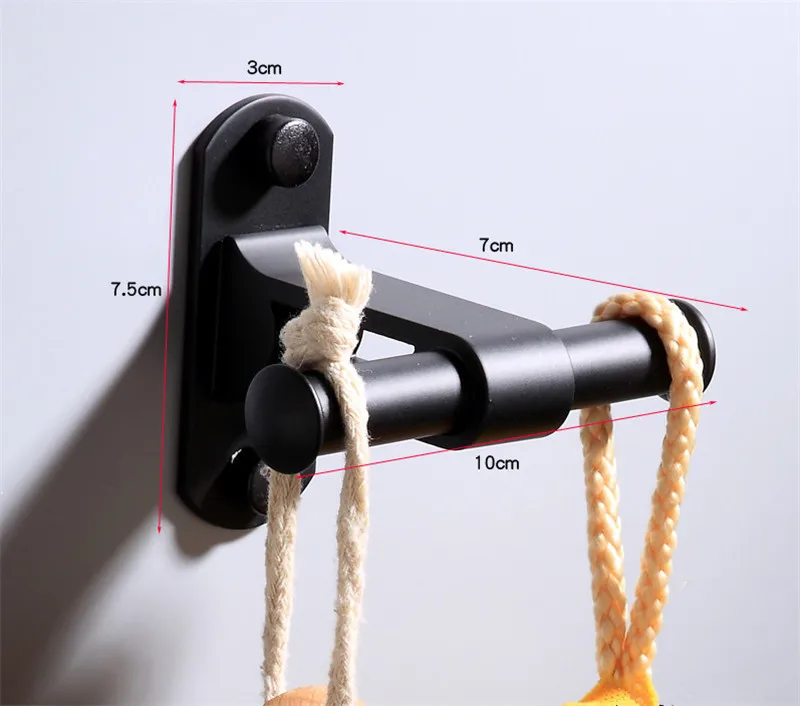 Robe Hook Набор аксессуаров для ванной, алюминиевый держатель для полотенец, угловая полка для полотенец, халатик, держатель для кистей, гвоздь, черный цвет - Цвет: Robe Hook