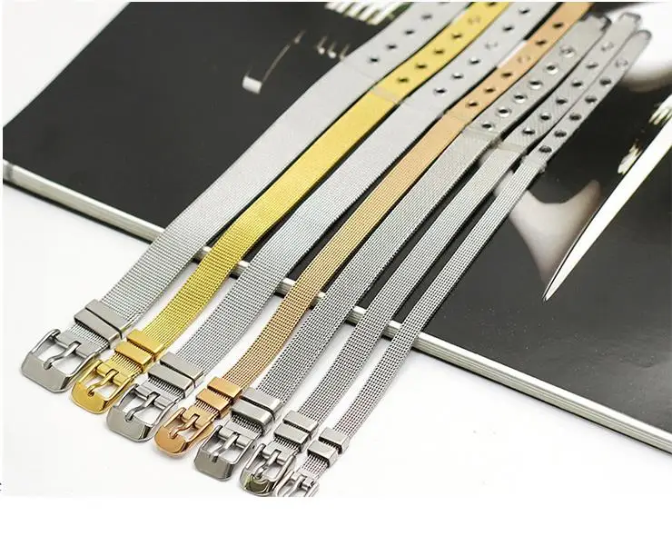 

Fashion Stainless Steel Mesh 6mm Width Watch Belt Bracelets For Women Men Charm Brands Mesh Bracelets Strap Bangle DIY Gift