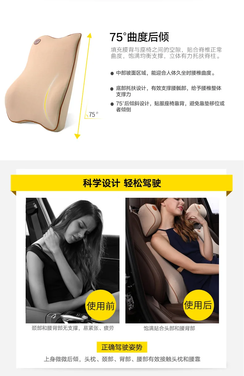 Luckybobi Memory Foam Автомобильная поясная подушка поясничная Подушка спинка сидения поясная Поддержка автомобиля монтируется поставки летнее производство