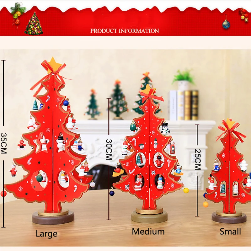 Mini Christmas Tree Holiday Decor Colorful Double Wood  Xmas Tree New Year Party Wedding DIY Desktop Home Ornaments 25cm-35cm (8)